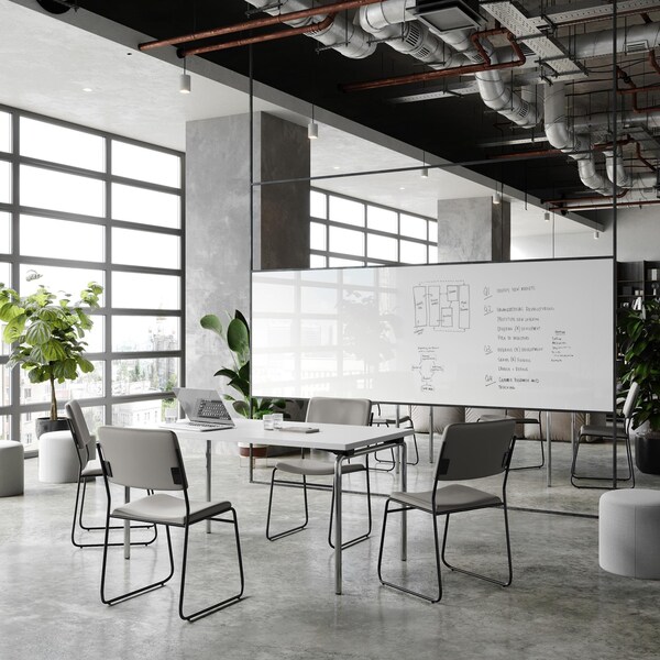 Flash Furniture HERCULES 500 lb. Capacity High Density Gray Vinyl Stacking Chair with Sled Base - XU-8700-GRY-B-VYL-30-GG