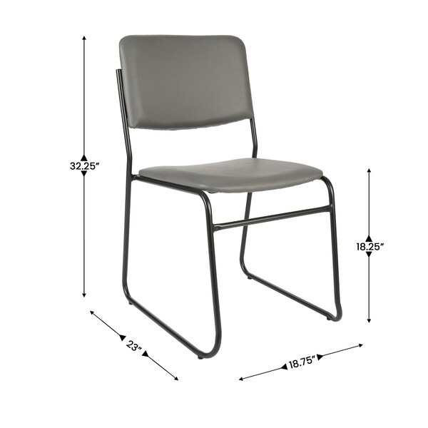 Flash Furniture HERCULES 500 lb. Capacity High Density Gray Vinyl Stacking Chair with Sled Base - XU-8700-GRY-B-VYL-30-GG