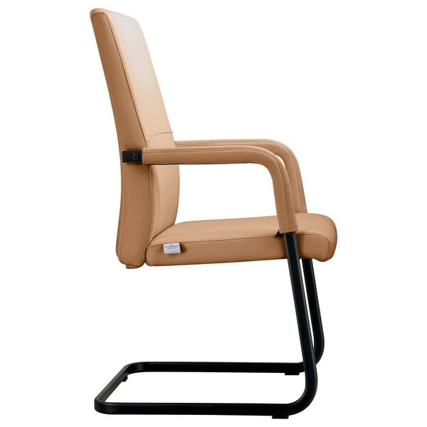 Leisuremod Evander Office Chair in Upholstered Leather and Iron Frame, Acorn Brown - EGO23LBRL