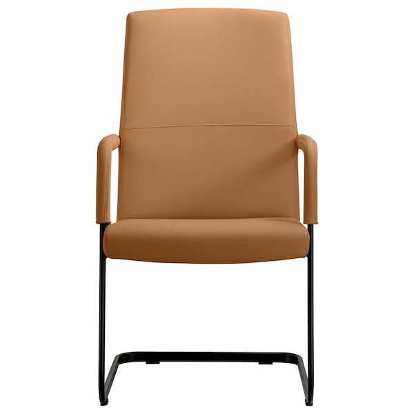 Leisuremod Evander Office Chair in Upholstered Leather and Iron Frame, Acorn Brown - EGO23LBRL