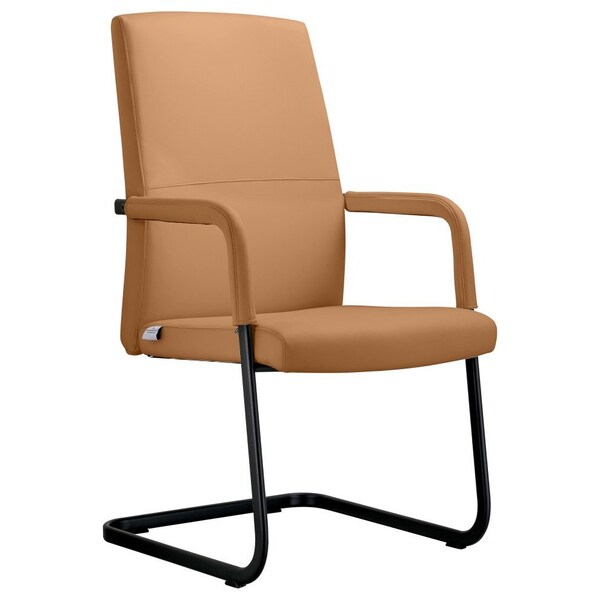 Leisuremod Evander Office Chair in Upholstered Leather and Iron Frame, Acorn Brown - EGO23LBRL