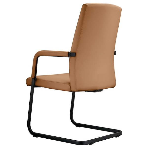 Leisuremod Evander Office Chair in Upholstered Leather and Iron Frame, Acorn Brown - EGO23LBRL