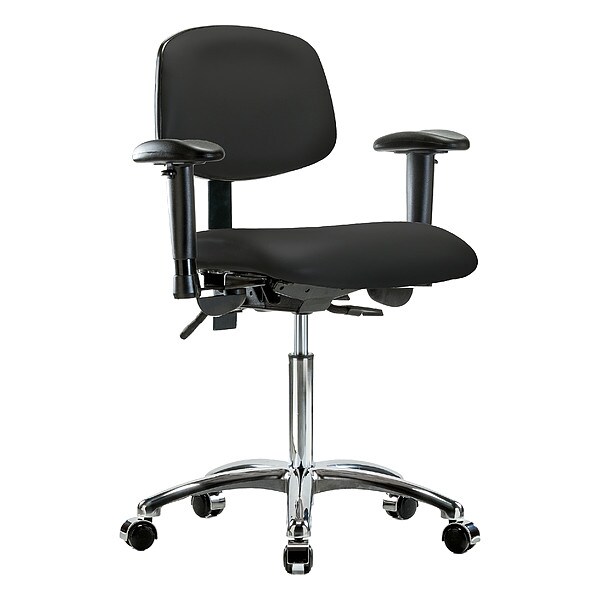 Zoro Select Medium Bench Chair Ergonomic Chair, Adjustable Arms, 21-1/2" to 29" Height, Vinyl, Black - BR-VMBCH-CR-T0-A1-NF-CC-8540