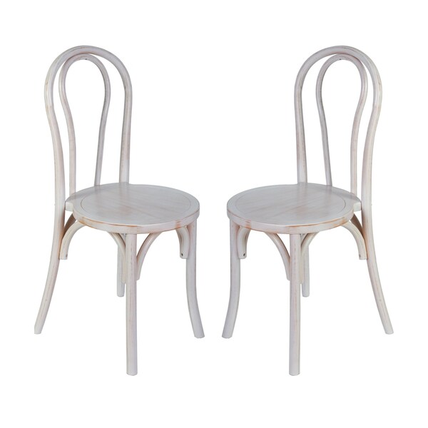 Flash Furniture Betsy Commercial Grade White Wash Thonet Style Solid Wood Stackable Dining Chair, 2PK - 2-ZH-8003A-WHTWSH-GG