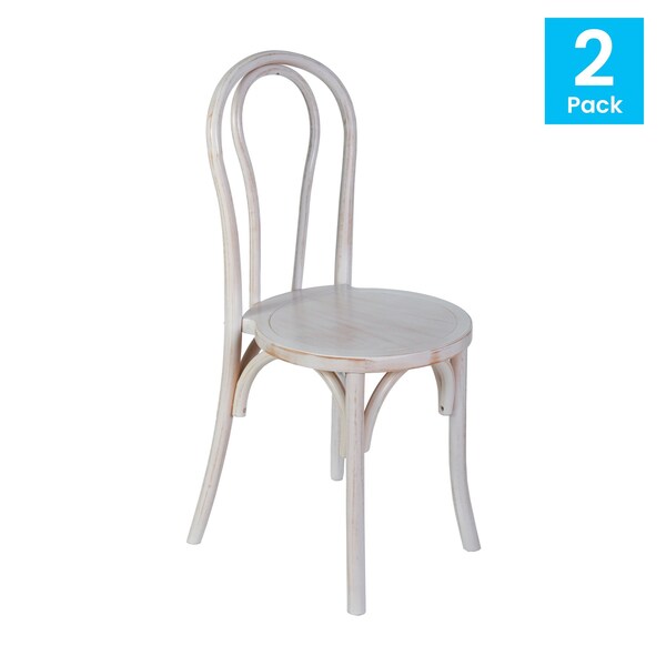 Flash Furniture Betsy Commercial Grade White Wash Thonet Style Solid Wood Stackable Dining Chair, 2PK - 2-ZH-8003A-WHTWSH-GG