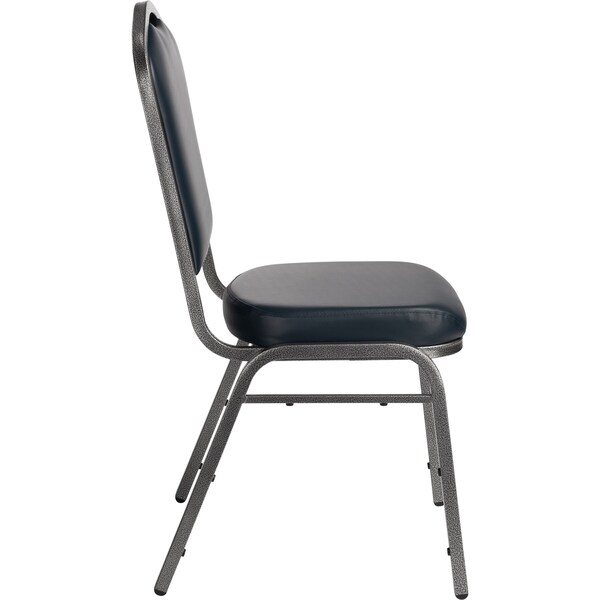 National Public Seating Deluxe Vinyl Upholstered Stack Chair, Midnight Blue - 9304-SV