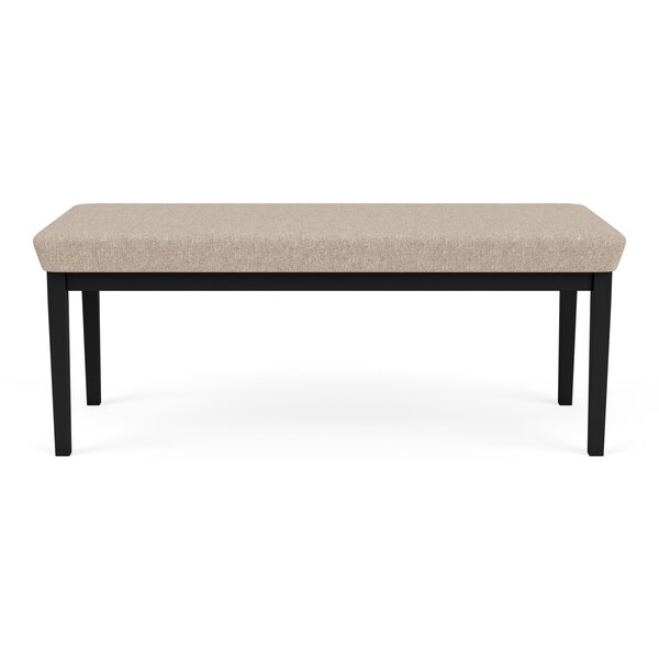 Lesro Lenox Steel 2 Seat Bench, Stone (Beige) Seat, Stone Back, 45 W 21 L 18.5 H, Linette Vinyl Seat - LS2001
