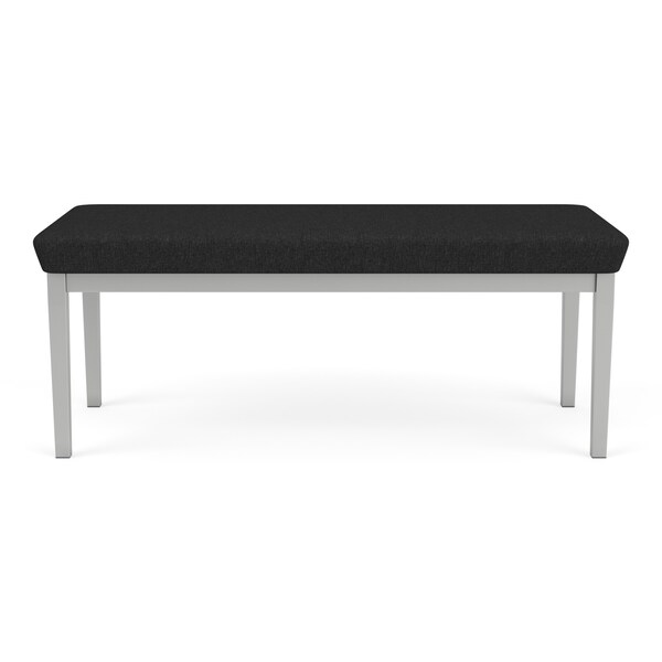 Lesro Lenox Steel 2 Seat Bench, Black Seat, Black Back, 45 W 21 L 18.5 H, Linette Vinyl Seat - LS2001