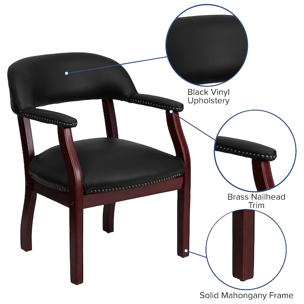 Flash Furniture Traditional Luxurious Conference Chair, Black Back, 24 in W 27" L 31-1/2" H, Upholstered Straight - B-Z105-BLACK-GG
