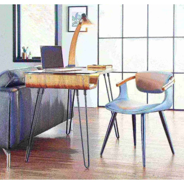 Lumisource Oracle Chair in Black Metal and Grey Faux Leather - CH-ORACLE BKGY