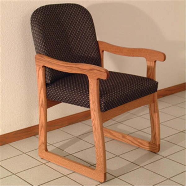 Wooden Mallet Prairie Guest Chair in Medium Oak - Arch Slate - DW7-1MOAS