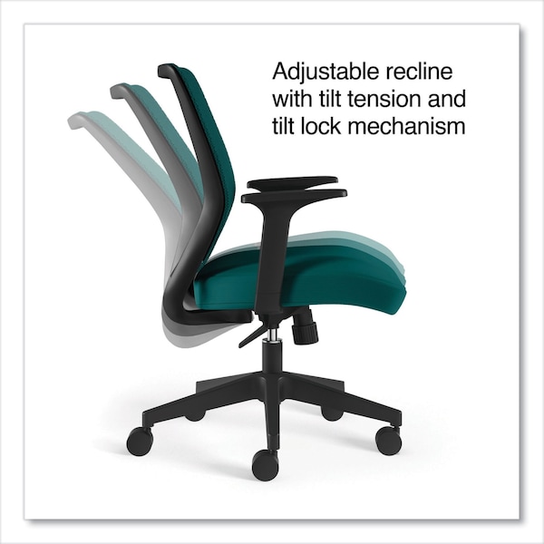 Union & Scale Essentials Mesh Back Fabric Task Chair with Arms, Teal Fabric Seat/Mesh Back, Black Base - ST63126-CC