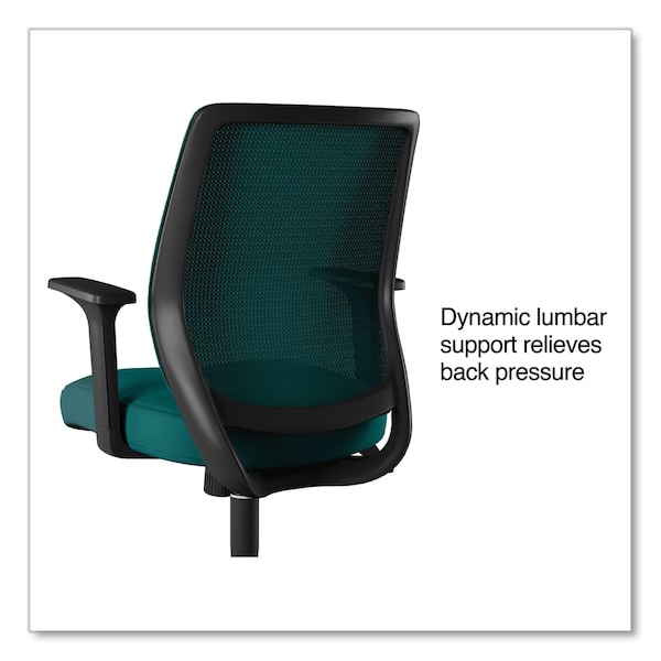 Union & Scale Essentials Mesh Back Fabric Task Chair with Arms, Teal Fabric Seat/Mesh Back, Black Base - ST63126-CC