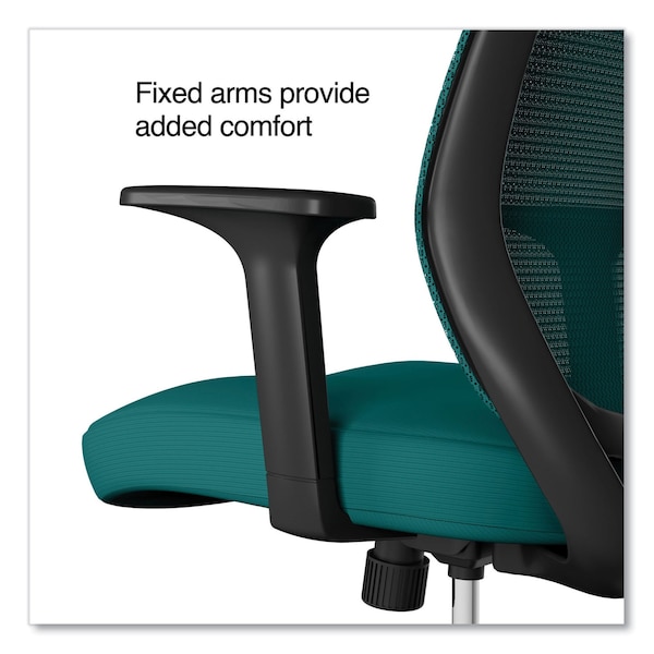 Union & Scale Essentials Mesh Back Fabric Task Chair with Arms, Teal Fabric Seat/Mesh Back, Black Base - ST63126-CC
