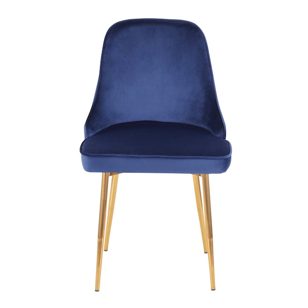 Lumisource Marcel Dining Chair with Gold Frame and Blue Velvet Fabric, PK 2 - DC-MARCL AU+NB2