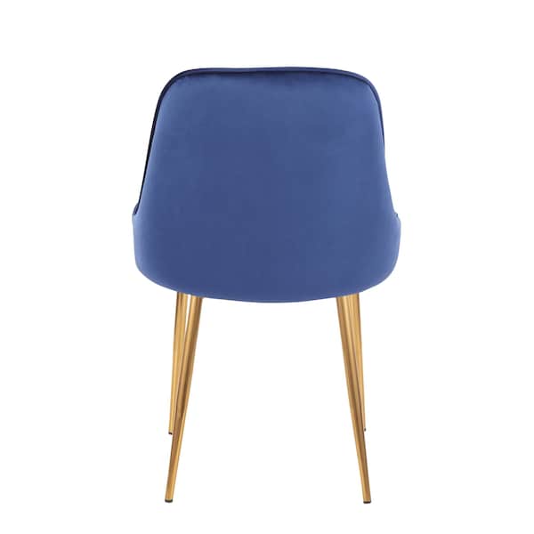Lumisource Marcel Dining Chair with Gold Frame and Blue Velvet Fabric, PK 2 - DC-MARCL AU+NB2
