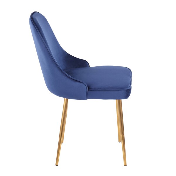 Lumisource Marcel Dining Chair with Gold Frame and Blue Velvet Fabric, PK 2 - DC-MARCL AU+NB2