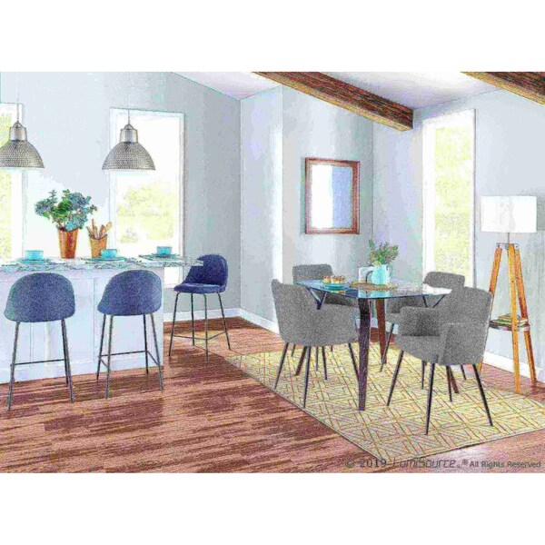 Lumisource Andrew Dining/Accent Chair in Black with Grey Fabric, PK 2 - CH-ANDRW BK+GY2