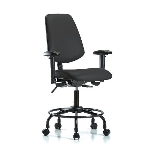 Blue Ridge Ergonomics Medium Bench Chair Adjustable Arms, 23" to 31" Height, Vinyl, Black - BR-VMBCH-MB-RT-T1-A1-RC-8540