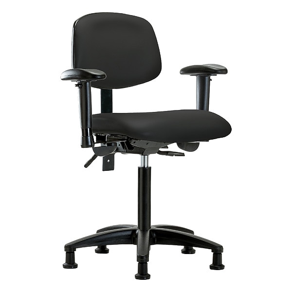 Zoro Select Medium Bench Chair Ergonomic Chair, Adjustable Arms, 21" to 28-1/4" Height, Vinyl, Colonial Blue - BR-VMBCH-RG-T1-A1-NF-RG-8540