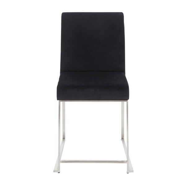 Lumisource High Back Fuji Dining Chair in Stainless Steel and Black Velvet, PK 2 - DC-HBFUJI SSVBK2