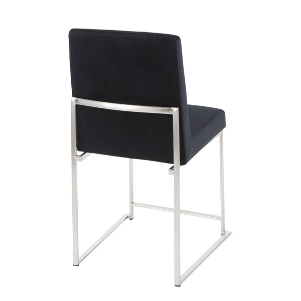 Lumisource High Back Fuji Dining Chair in Stainless Steel and Black Velvet, PK 2 - DC-HBFUJI SSVBK2