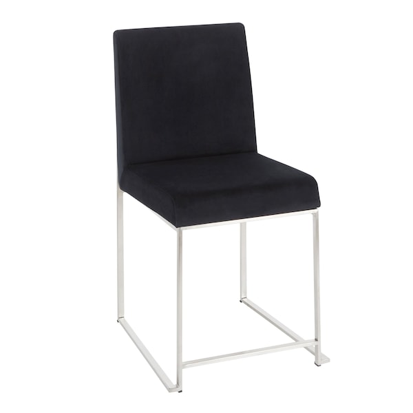 Lumisource High Back Fuji Dining Chair in Stainless Steel and Black Velvet, PK 2 - DC-HBFUJI SSVBK2