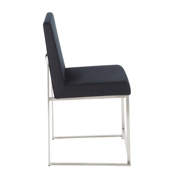 Lumisource High Back Fuji Dining Chair in Stainless Steel and Black Velvet, PK 2 - DC-HBFUJI SSVBK2