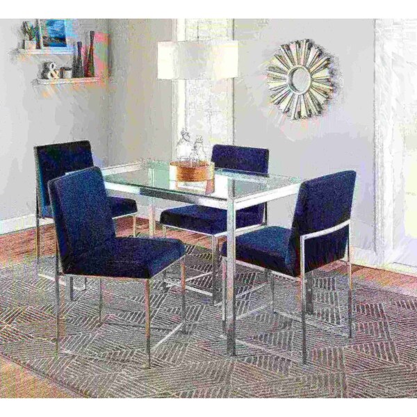 Lumisource High Back Fuji Dining Chair in Stainless Steel and Black Velvet, PK 2 - DC-HBFUJI SSVBK2
