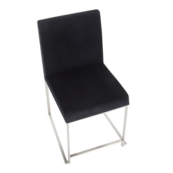 Lumisource High Back Fuji Dining Chair in Stainless Steel and Black Velvet, PK 2 - DC-HBFUJI SSVBK2