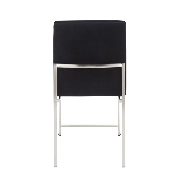 Lumisource High Back Fuji Dining Chair in Stainless Steel and Black Velvet, PK 2 - DC-HBFUJI SSVBK2