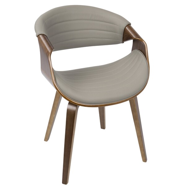 Lumisource Symphony Dining/Accent Chair in Walnut Wood and Grey Faux Leather - CH-SYMP WL+LGY