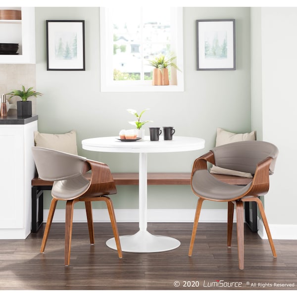 Lumisource Symphony Dining/Accent Chair in Walnut Wood and Grey Faux Leather - CH-SYMP WL+LGY