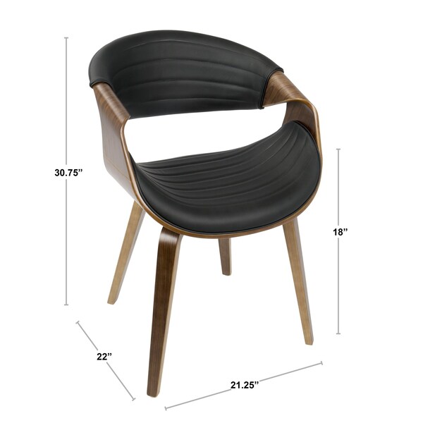 Lumisource Symphony Dining/Accent Chair in Walnut Wood and Grey Faux Leather - CH-SYMP WL+LGY