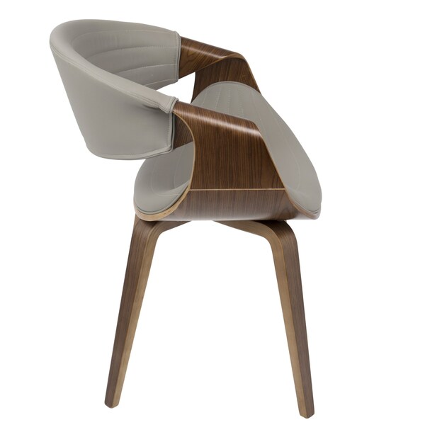 Lumisource Symphony Dining/Accent Chair in Walnut Wood and Grey Faux Leather - CH-SYMP WL+LGY