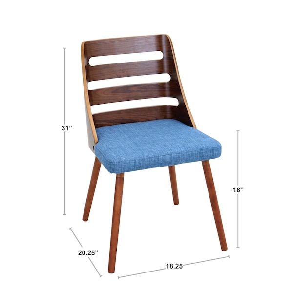 Lumisource Trevi Dining/Accent Chair in Walnut with Grey Fabric - CH-TRV WL+GY