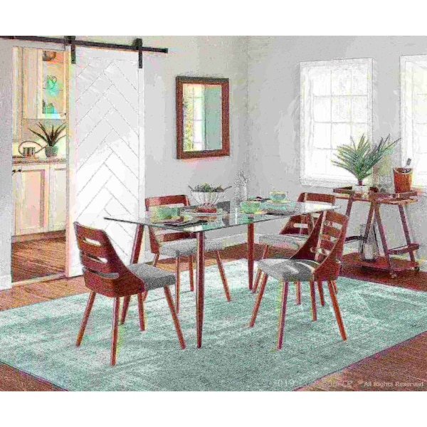 Lumisource Trevi Dining/Accent Chair in Walnut with Grey Fabric - CH-TRV WL+GY