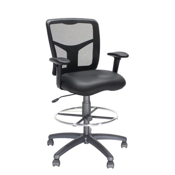 We'Re It Y-2 Mesh Back Drafting Stool with Footring and Black Vinyl Seat - OFD1122ST-ECB