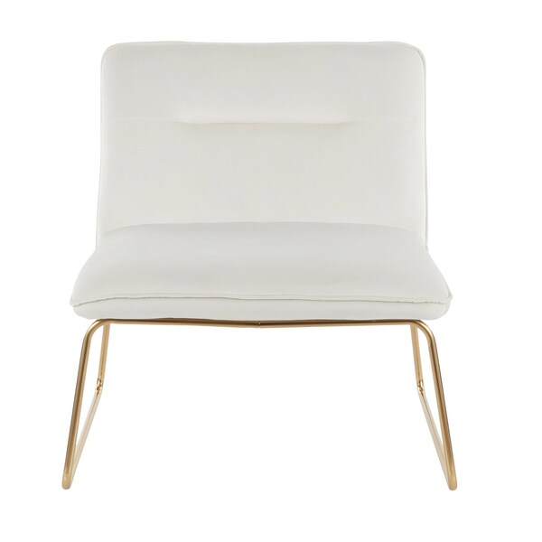 Lumisource Casper Accent Chair in Gold Metal and Cream Velvet - CHR-CASPER AUCR