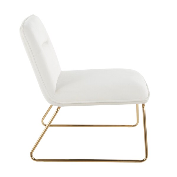 Lumisource Casper Accent Chair in Gold Metal and Cream Velvet - CHR-CASPER AUCR