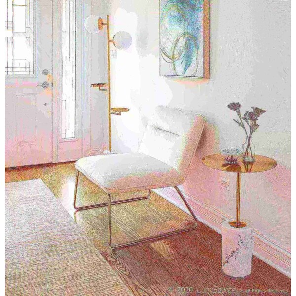 Lumisource Casper Accent Chair in Gold Metal and Cream Velvet - CHR-CASPER AUCR