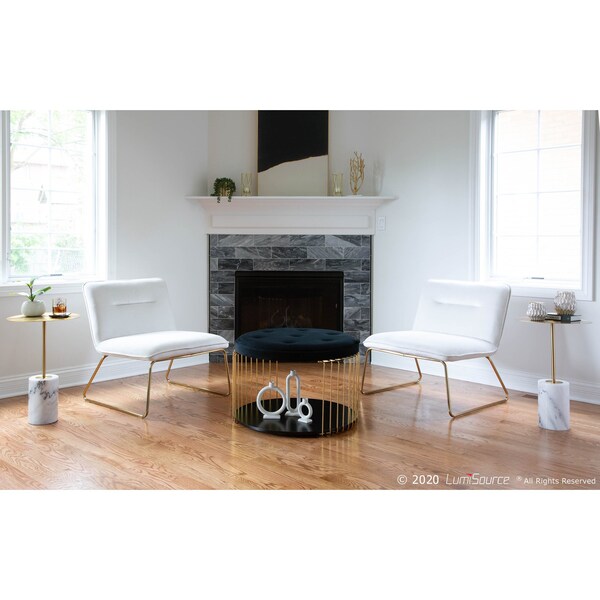 Lumisource Casper Accent Chair in Gold Metal and Cream Velvet - CHR-CASPER AUCR
