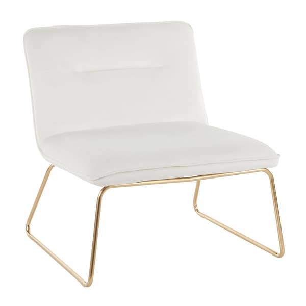 Lumisource Casper Accent Chair in Gold Metal and Cream Velvet - CHR-CASPER AUCR