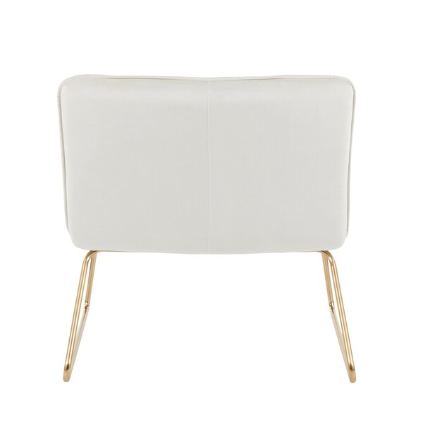 Lumisource Casper Accent Chair in Gold Metal and Cream Velvet - CHR-CASPER AUCR