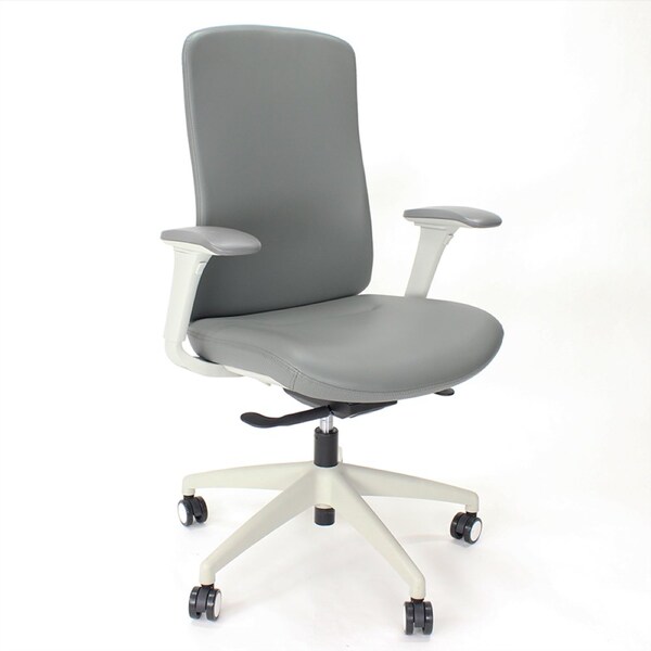 We'Re It LiDO Series High Back Upholstered Office Chair, Eco Leather, Grey - OFD6800P-GRY