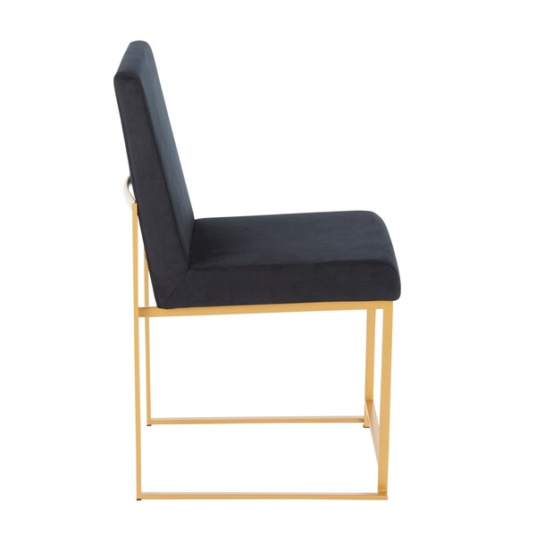 Lumisource High Back Fuji Dining Chair in Gold and Black Velvet, PK 2 - DC-HBFUJI AUVBK2