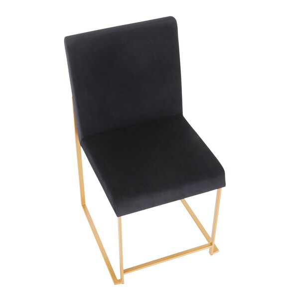 Lumisource High Back Fuji Dining Chair in Gold and Black Velvet, PK 2 - DC-HBFUJI AUVBK2