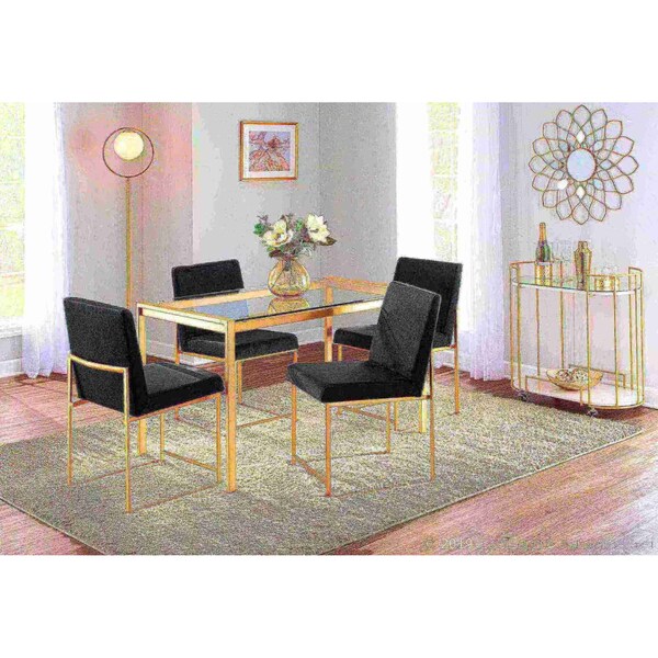 Lumisource High Back Fuji Dining Chair in Gold and Black Velvet, PK 2 - DC-HBFUJI AUVBK2