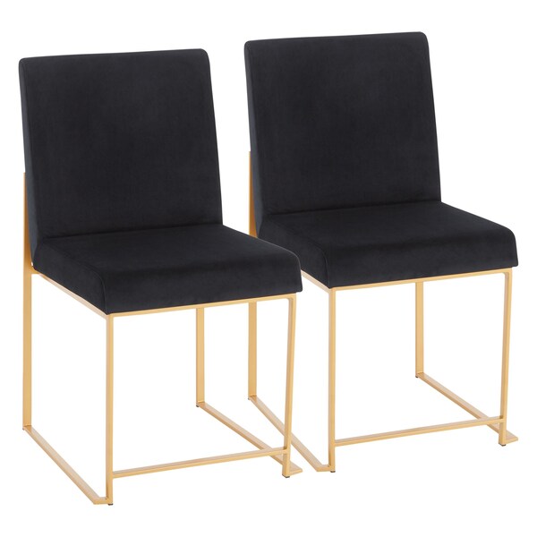 Lumisource High Back Fuji Dining Chair in Gold and Black Velvet, PK 2 - DC-HBFUJI AUVBK2