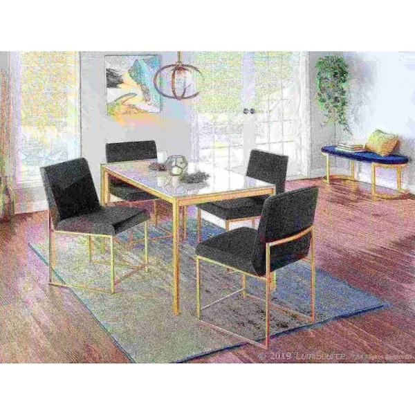 Lumisource High Back Fuji Dining Chair in Gold and Black Velvet, PK 2 - DC-HBFUJI AUVBK2